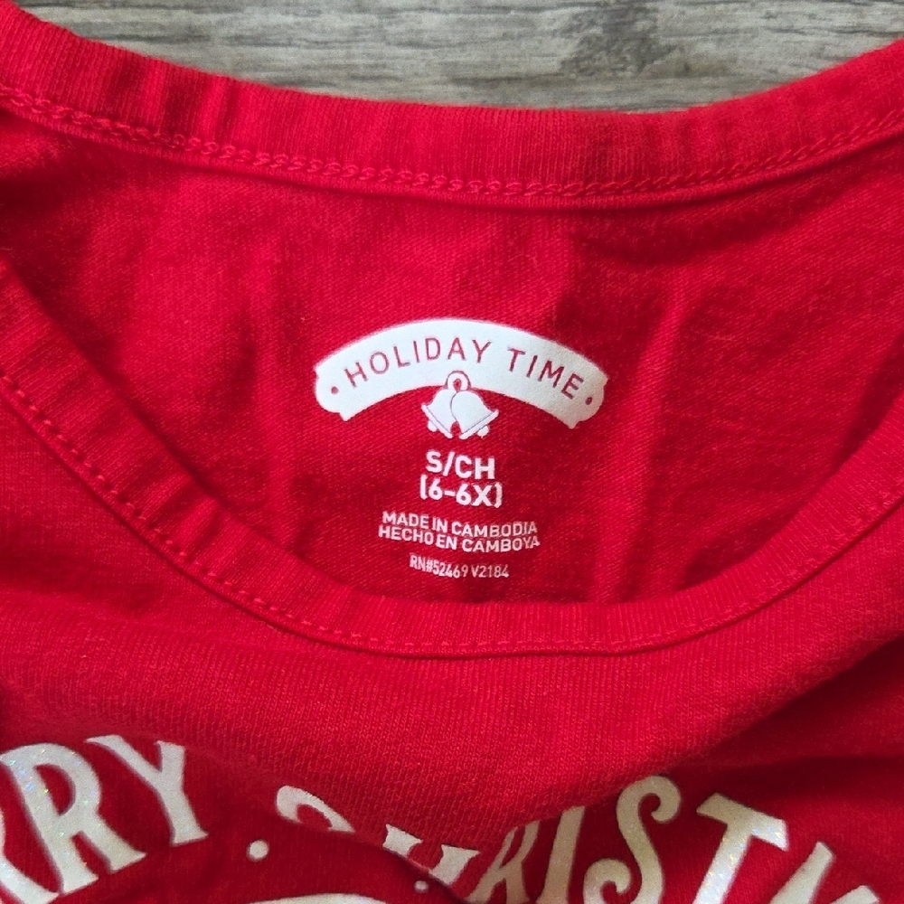 Holiday Time Red and White Long Sleeve Christmas Tee - Picture 2 of 2